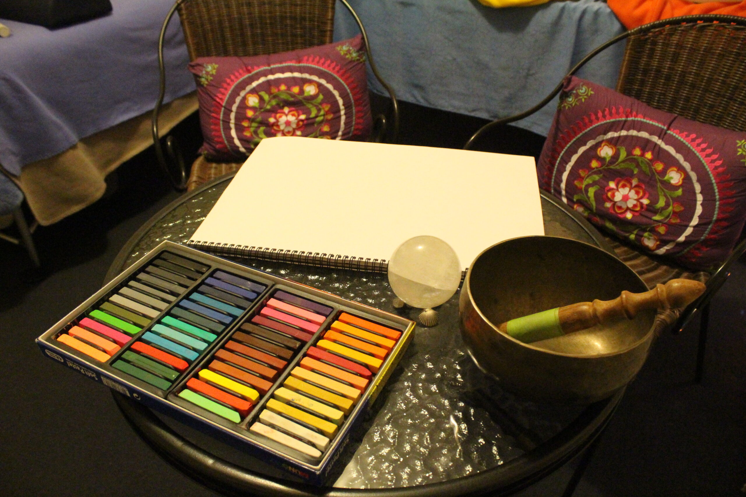 Colours & Bowl for Vibrational Energy Healing Session Perth